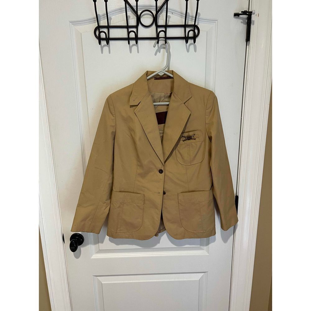 Vintage Authentic Etienne Aigner tan Equestrian blazer size 8